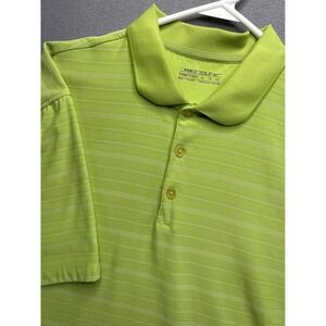 Nike Golf Polo Shirt Mens XL Green Fit Dry Striped Short Sleeve Performance